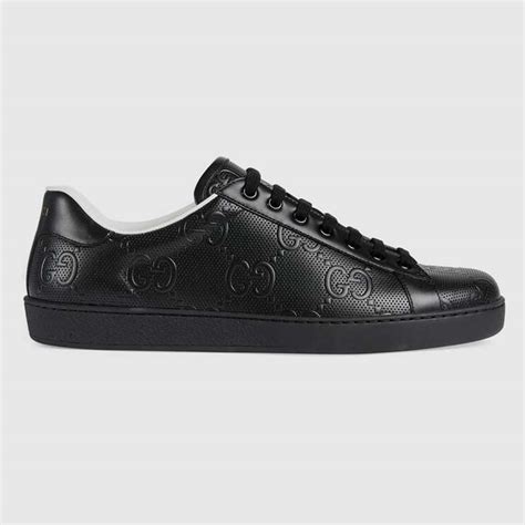 gucci black sneaker men's|black embossed gucci men sneaker.